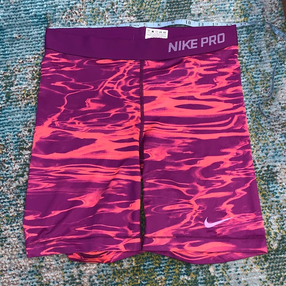 Nike Pro Water / Smoke Print Magenta and Orange Shorts